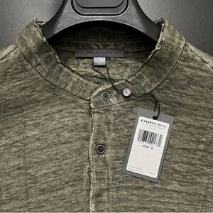 ($298) NWT John Varvatos Collection Trinity Band Collar Shirt (Size: Large)